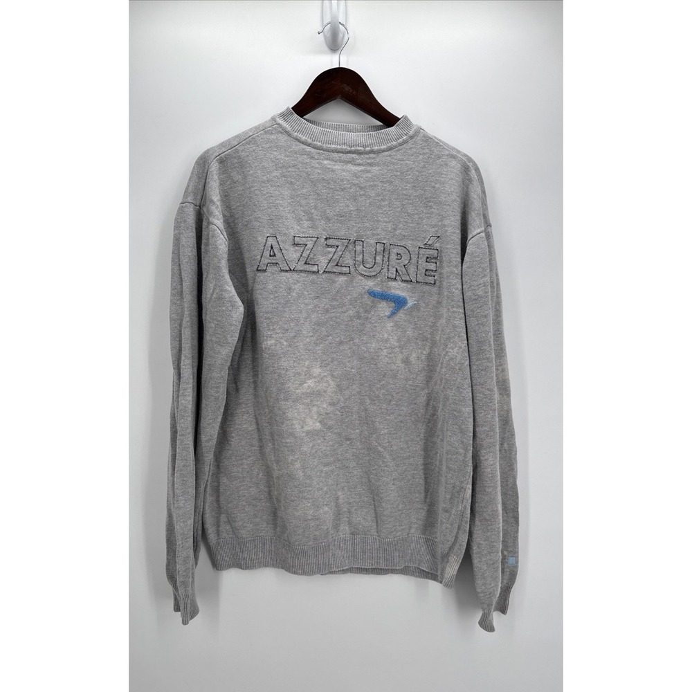 Vintage Azzure Sweatshirt Womens XL Gray Pullover Crew Linen Blend Y2K Hip Hop